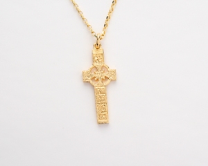 14k Gold Ogham St Patrick and St Columba Kells High Cross Pendant WBFXP59