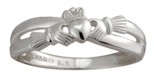 Sterling Silver Claddagh Kiss Ring WBS2750