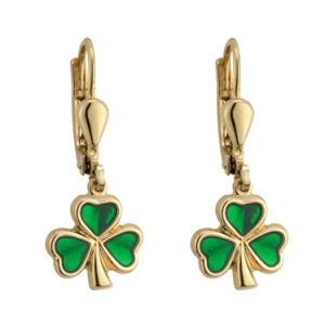 Gold Plated Shamrock Drop Earrings WBS3109