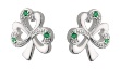 Sterling Silver Emerald Shamrock Earrings WBS33152