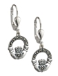 Sterling Silver Marcasite Claddagh Drop Earrings WBS3854
