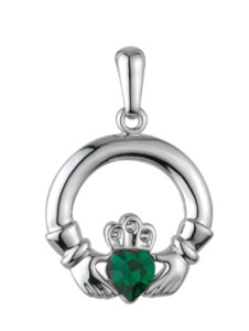 Rhodium Plated Claddagh Pendant WBS44271