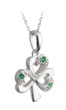 Sterling Silver Emerald Shamrock Pendant WBS44558