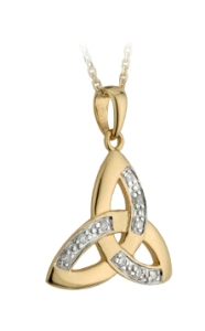 10k Gold Trinity Knot Pendant with CZs WBS44678