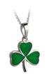 Sterling Silver Green Enameled Shamrock Pendant WBS4619