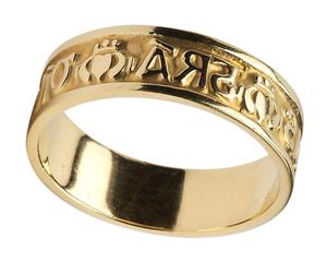 Mens 14k Gold Gra Dilseacht Cairdeas Love Loyalty and Friendship Wedding Band WBWED214