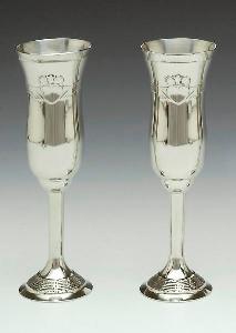 Wedding Pewter Champagne Flute Set with Claddagh Design WBQ3LC